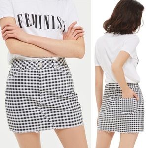 TOPSHOP Moto Gingham Denim Mini Skirt Size 2